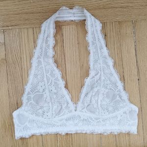 Free People Galloon Lace Halter Bra / Ivory